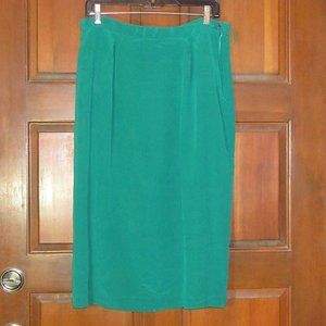 LINED GREEN ARGENTI PURE SILK SKIRT Size 14